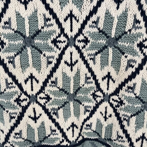 Vintage Jones New York Chunky 3D Knit Sweater Size M White Blue Crosby Dad 90s - Picture 2 of 9